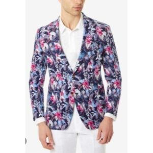 Tallia Men's Blue Slim-Fit Floral-Print Blazer Suit Jacket Sz 42R